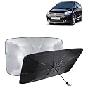 KINGSWAY® Car Sun Shade UV Protection Windshield Cover Compatible with Renault Lodgy, (Year 2015-2020), Foldable Size Universal Fit Umbrella Curtain for Front Window, Rear Window, Black, 1 Piece