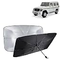 KINGSWAY® Car Sun Shade UV Protection Windshield Cover Compatible with Mahindra Bolero, (Year 2000-2019), Foldable Size Universal Fit Umbrella Curtain for Front Window, Rear Window, Black, 1 Piece