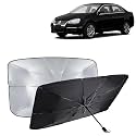 KINGSWAY® Car Sun Shade UV Protection Windshield Cover Compatible with Citroen C3, (Year 2022 Onwards), Foldable Size Universal Fit Umbrella Curtain for Front Window, Rear Window, Black, 1 Piece
