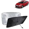 KINGSWAY® Car Sun Shade UV Protection Windshield Cover Compatible with Honda Civic, (Year 2019-2020), Foldable Size Universal Fit Umbrella Curtain for Front Window, Rear Window, Black, 1 Piece
