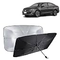 KINGSWAY® Car Sun Shade UV Protection Windshield Cover Compatible with Volkswagen Virtus, (Year 2022 Onwards), Universal Fit Umbrella Curtain for Front Window, Rear Window, Black, 1 Piece