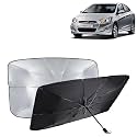KINGSWAY® Car Sun Shade UV Protection Windshield Cover Compatible with Hyundai Verna, (Year 2011-2016), Foldable Size Universal Fit Umbrella Curtain for Front Window, Rear Window, Black, 1 Piece