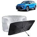 KINGSWAY® Car Sun Shade UV Protection Windshield Cover Compatible with Toyota Urban Cruiser Hyryder, (Year 2022 Onwards), Universal Fit Umbrella Curtain for Front Window, Rear Window, Black, 1 Piece