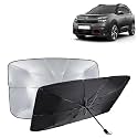 KINGSWAY® Car Sun Shade UV Protection Windshield Cover Compatible with Citroen C5 Aircross, (Year 2021 Onwards), Universal Fit Umbrella Curtain for Front Window, Rear Window, Black, 1 Piece