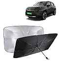 KINGSWAY® Car Sun Shade UV Protection Windshield Cover Compatible with Tata Punch EV, (Year 2024 Onwards), Foldable Size Universal Fit Umbrella Curtain for Front Window, Rear Window, Black, 1 Piece
