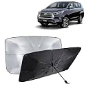 KINGSWAY® Car Sun Shade UV Protection Windshield Cover Compatible with Toyota Innova Crysta, (Year 2021 Onwards), Universal Fit Umbrella Curtain for Front Window, Rear Window, Black, 1 Piece