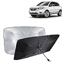 KINGSWAY® Car Sun Shade UV Protection Windshield Cover Compatible with Citroen C3, (Year 2022 Onwards), Foldable Size Universal Fit Umbrella Curtain for Front Window, Rear Window, Black, 1 Piece