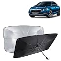 KINGSWAY® Car Sun Shade UV Protection Windshield Cover Compatible with Skoda Octavia, (Year 2021-2023), Foldable Size Universal Fit Umbrella Curtain for Front Window, Rear Window, Black, 1 Piece