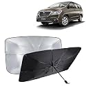 KINGSWAY® Car Sun Shade UV Protection Windshield Cover Compatible with Toyota Innova, (Year 2004-2012), Foldable Size Universal Fit Umbrella Curtain for Front Window, Rear Window, Black, 1 Piece