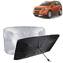 KINGSWAY® Car Sun Shade UV Protection Windshield Cover Compatible with Mahindra XUV 500, (Year 2015-2017), Foldable Size Universal Fit Umbrella Curtain for Front Window, Rear Window, Black, 1 Piece