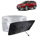 KINGSWAY® Car Sun Shade UV Protection Windshield Cover Compatible with Honda CRV, (Year 2012-2018), Foldable Size Universal Fit Umbrella Curtain for Front Window, Rear Window, Black, 1 Piece