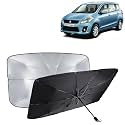 KINGSWAY® Car Sun Shade UV Protection Windshield Cover Compatible with Citroen C3, (Year 2022 Onwards), Foldable Size Universal Fit Umbrella Curtain for Front Window, Rear Window, Black, 1 Piece