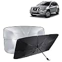KINGSWAY® Car Sun Shade UV Protection Windshield Cover Compatible with Nissan Terrano, (Year 2009-2018), Foldable Size Universal Fit Umbrella Curtain for Front Window, Rear Window, Black, 1 Piece
