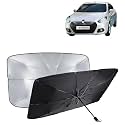 KINGSWAY® Car Sun Shade UV Protection Windshield Cover Compatible with Renault Scala, (Year 2011-2018), Foldable Size Universal Fit Umbrella Curtain for Front Window, Rear Window, Black, 1 Piece
