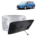 KINGSWAY® Car Sun Shade UV Protection Windshield Cover Compatible with BYD E6, (Year 2021 Onwards), Foldable Size Universal Fit Umbrella Curtain for Front Window, Rear Window, Black, 1 Piece