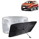 KINGSWAY® Car Sun Shade UV Protection Windshield Cover Compatible with Ford Ecosport, (Year 2012-2016), Foldable Size Universal Fit Umbrella Curtain for Front Window, Rear Window, Black, 1 Piece