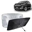 KINGSWAY® Car Sun Shade UV Protection Windshield Cover Compatible with Morris Garages (MG) Hector, (Year 2023 Onwards), Universal Fit Umbrella Curtain for Front Window, Rear Window, Black, 1 Piece