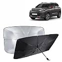 KINGSWAY® Car Sun Shade UV Protection Windshield Cover Compatible with Citroen C3 Aircross, (Year 2023 Onwards), Universal Fit Umbrella Curtain for Front Window, Rear Window, Black, 1 Piece