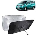 KINGSWAY® Car Sun Shade UV Protection Windshield Cover Compatible with Citroen C3, (Year 2022 Onwards), Foldable Size Universal Fit Umbrella Curtain for Front Window, Rear Window, Black, 1 Piece