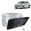 KINGSWAY® Car Sun Shade UV Protection Windshield Cover Compatible with Hyundai Verna, (Year 2017-2019), Foldable Size Universal Fit Umbrella Curtain for Front Window, Rear Window, Black, 1 Piece
