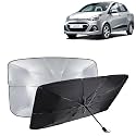 KINGSWAY® Car Sun Shade UV Protection Windshield Cover Compatible with Hyundai Xcent, (Year 2013-2017), Foldable Size Universal Fit Umbrella Curtain for Front Window, Rear Window, Black, 1 Piece