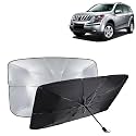 KINGSWAY® Car Sun Shade UV Protection Windshield Cover Compatible with Mahindra XUV 500, (Year 2011-2015), Foldable Size Universal Fit Umbrella Curtain for Front Window, Rear Window, Black, 1 Piece