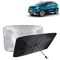 KINGSWAY® Car Sun Shade UV Protection Windshield Cover Compatible with Tata Nexon EV, (Year 2020-2023), Foldable Size Universal Fit Umbrella Curtain for Front Window, Rear Window, Black, 1 Piece