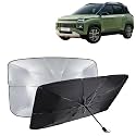 KINGSWAY® Car Sun Shade UV Protection Windshield Cover Compatible with Citroen C3, (Year 2022 Onwards), Foldable Size Universal Fit Umbrella Curtain for Front Window, Rear Window, Black, 1 Piece