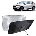 KINGSWAY® Car Sun Shade UV Protection Windshield Cover Compatible with Honda WRV, (Year 2017-2019), Foldable Size Universal Fit Umbrella Curtain for Front Window, Rear Window, Black, 1 Piece