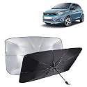 KINGSWAY® Car Sun Shade UV Protection Windshield Cover Compatible with Citroen C3, (Year 2022 Onwards), Foldable Size Universal Fit Umbrella Curtain for Front Window, Rear Window, Black, 1 Piece