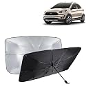 KINGSWAY® Car Sun Shade UV Protection Windshield Cover Compatible with Citroen C3, (Year 2022 Onwards), Foldable Size Universal Fit Umbrella Curtain for Front Window, Rear Window, Black, 1 Piece