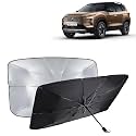 KINGSWAY® Car Sun Shade UV Protection Windshield Cover Compatible with Tata Safari, (Year 2023 Onwards), Foldable Size Universal Fit Umbrella Curtain for Front Window, Rear Window, Black, 1 Piece