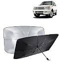 KINGSWAY® Car Sun Shade UV Protection Windshield Cover Compatible with Tata Safari Dicor, (Year 1998-2012), Foldable Size Universal Fit Umbrella Curtain for Front Window, Rear Window, Black, 1 Piece