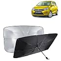 KINGSWAY® Car Sun Shade UV Protection Windshield Cover Compatible with Maruti Suzuki Celerio, (Year 2014-2021), Universal Fit Umbrella Curtain for Front Window, Rear Window, Black, 1 Piece