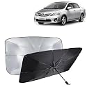 KINGSWAY® Car Sun Shade UV Protection Windshield Cover Compatible with Toyota Corolla Altis, (Year 2007-2013), Universal Fit Umbrella Curtain for Front Window, Rear Window, Black, 1 Piece