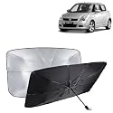 KINGSWAY® Car Sun Shade UV Protection Windshield Cover Compatible with Maruti Suzuki Swift, (Year 2005-2010), Universal Fit Umbrella Curtain for Front Window, Rear Window, Black, 1 Piece