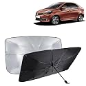 KINGSWAY® Car Sun Shade UV Protection Windshield Cover Compatible with Tata Tigor, (Year 2017 Onwards), Foldable Size Universal Fit Umbrella Curtain for Front Window, Rear Window, Black, 1 Piece