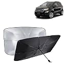 KINGSWAY® Car Sun Shade UV Protection Windshield Cover Compatible with Ford Ecosport, (Year 2017-2021), Foldable Size Universal Fit Umbrella Curtain for Front Window, Rear Window, Black, 1 Piece