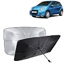 KINGSWAY® Car Sun Shade UV Protection Windshield Cover Compatible with Maruti Suzuki A Star, (Year 2008-2013), Universal Fit Umbrella Curtain for Front Window, Rear Window, Black, 1 Piece