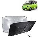 KINGSWAY® Car Sun Shade UV Protection Windshield Cover Compatible with Morris Garages (MG) Comet EV, (Year 2023 Onwards), Universal Fit Umbrella Curtain for Front Window, Rear Window, Black, 1 Piece