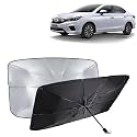 KINGSWAY® Car Sun Shade UV Protection Windshield Cover Compatible with Honda City, (Year 2020-2022), Foldable Size Universal Fit Umbrella Curtain for Front Window, Rear Window, Black, 1 Piece