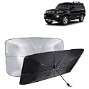 KINGSWAY® Car Sun Shade UV Protection Windshield Cover Compatible with Citroen C3, (Year 2022 Onwards), Foldable Size Universal Fit Umbrella Curtain for Front Window, Rear Window, Black, 1 Piece