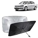 KINGSWAY® Car Sun Shade UV Protection Windshield Cover Compatible with Citroen C3, (Year 2022 Onwards), Foldable Size Universal Fit Umbrella Curtain for Front Window, Rear Window, Black, 1 Piece