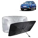 KINGSWAY® Car Sun Shade UV Protection Windshield Cover Compatible with Mahindra XUV 400, (Year 2023 Onwards), Foldable Size Universal Fit Umbrella Curtain for Front Window, Rear Window, Black, 1 Piece