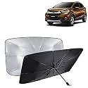KINGSWAY® Car Sun Shade UV Protection Windshield Cover Compatible with Honda WRV, (Year 2020-2023), Foldable Size Universal Fit Umbrella Curtain for Front Window, Rear Window, Black, 1 Piece