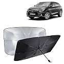 KINGSWAY® Car Sun Shade UV Protection Windshield Cover Compatible with Citroen C3, (Year 2022 Onwards), Foldable Size Universal Fit Umbrella Curtain for Front Window, Rear Window, Black, 1 Piece