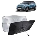 KINGSWAY® Car Sun Shade UV Protection Windshield Cover Compatible with Tata Punch, (Year 2021 Onwards), Foldable Size Universal Fit Umbrella Curtain for Front Window, Rear Window, Black, 1 Piece