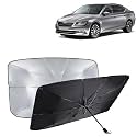 KINGSWAY® Car Sun Shade UV Protection Windshield Cover Compatible with Skoda Superb, (Year 2015-2019), Foldable Size Universal Fit Umbrella Curtain for Front Window, Rear Window, Black, 1 Piece