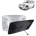 KINGSWAY® Car Sun Shade UV Protection Windshield Cover Compatible with Mahindra Scorpio, (Year 2006-2014), Foldable Size Universal Fit Umbrella Curtain for Front Window, Rear Window, Black, 1 Piece