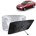 KINGSWAY® Car Sun Shade UV Protection Windshield Cover Compatible with Hyundai Accent, (Year 1999-2016), Foldable Size Universal Fit Umbrella Curtain for Front Window, Rear Window, Black, 1 Piece